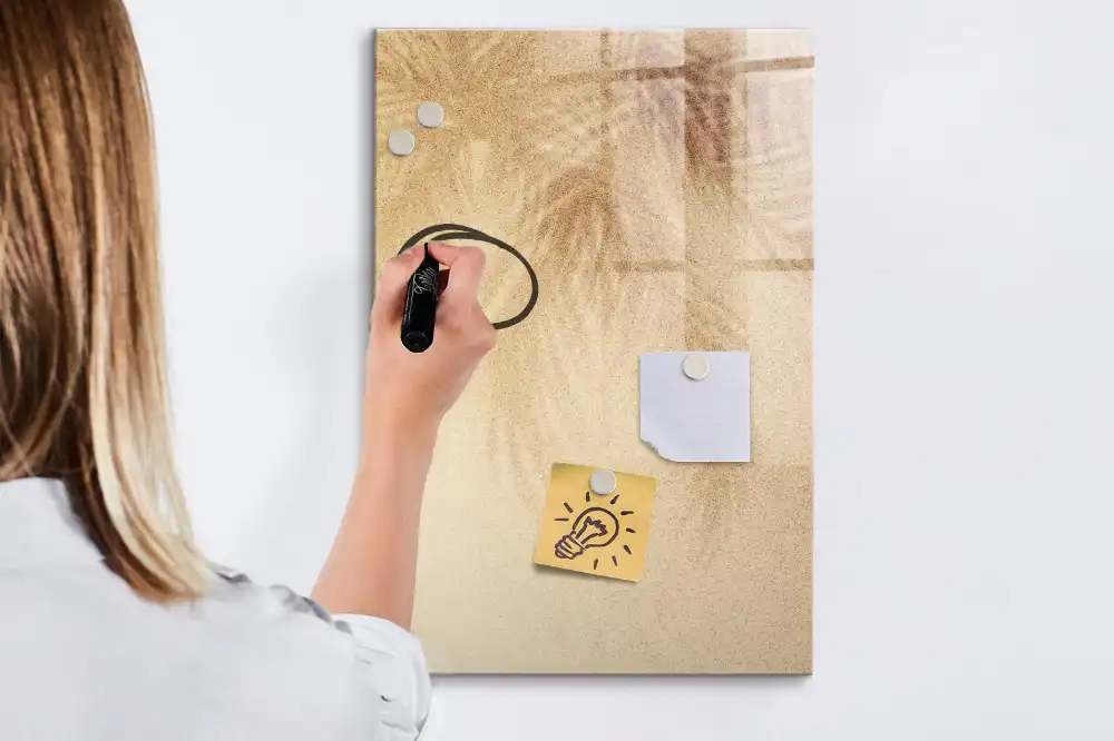 Tablă magnetică de birou cu model frunze de palmier