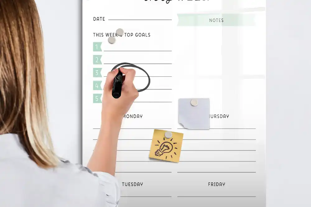 Tablă magnetică pentru planificarea săptămânală