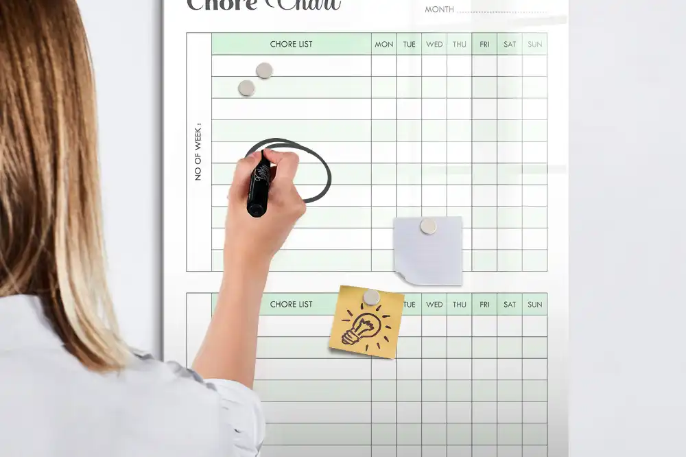 Tablă magnetică de birou pentru fișa de curățenie