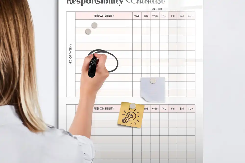 Tablă magnetică de perete pentru notarea sarcinilor