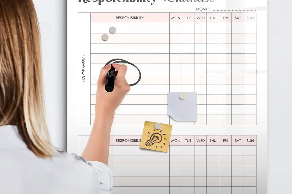 Tablă magnetică de perete pentru notarea sarcinilor
