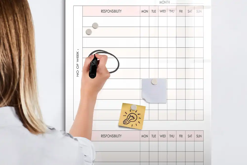Tablă magnetică de perete pentru notarea sarcinilor