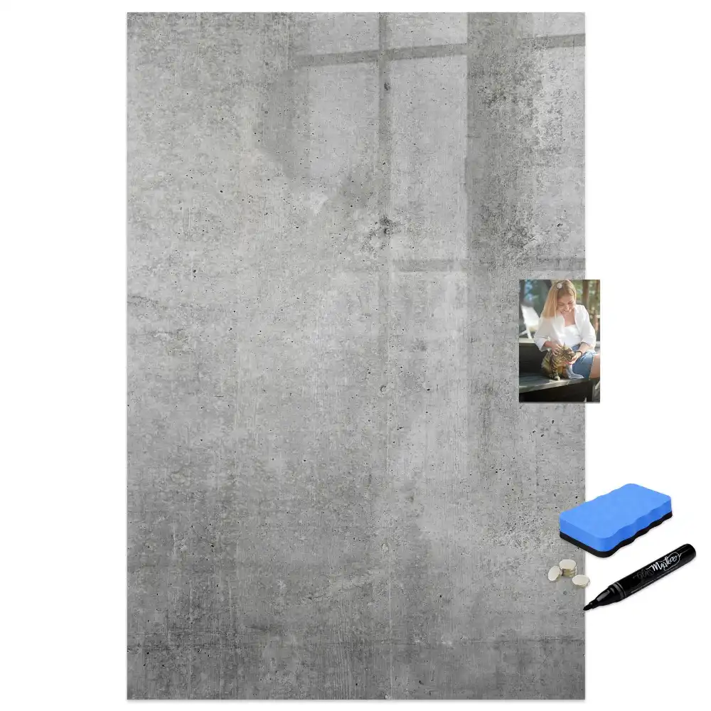 Tablă magnetică de scris cu design din beton deschis