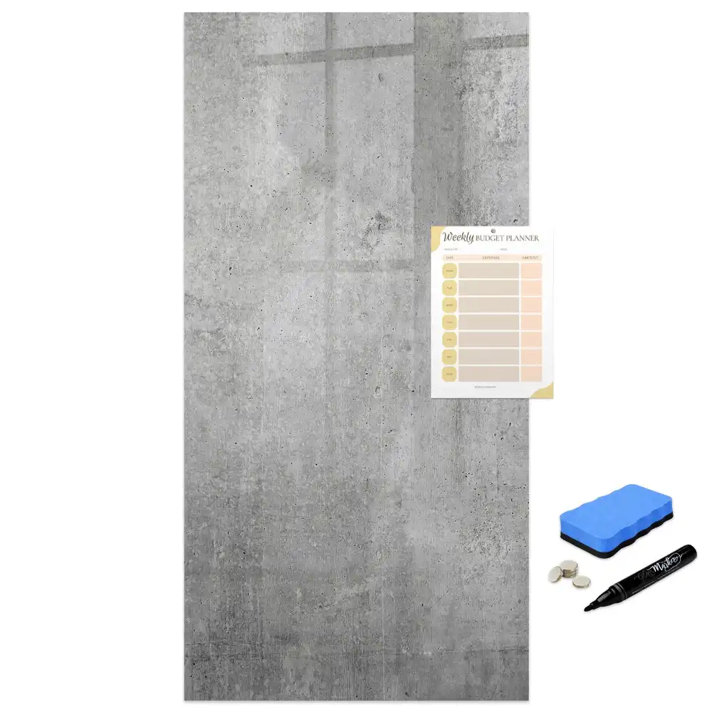 Tablă magnetică de scris cu design din beton deschis