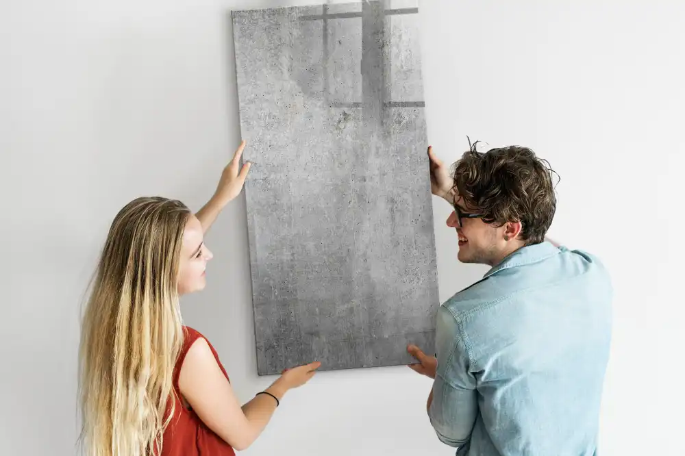 Tablă magnetică de scris cu design din beton deschis