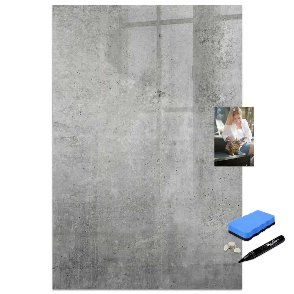 Tablă magnetică de scris cu design din beton deschis