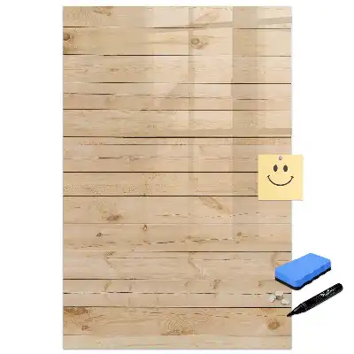 Tablă magnetică de birou cu aspect de scânduri din lemn deschis la culoare