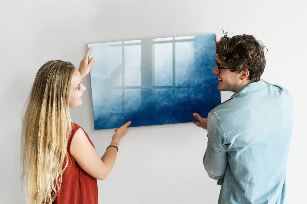 Tablă magnetică cu marker reprezentând o pictură abstractă acvatică