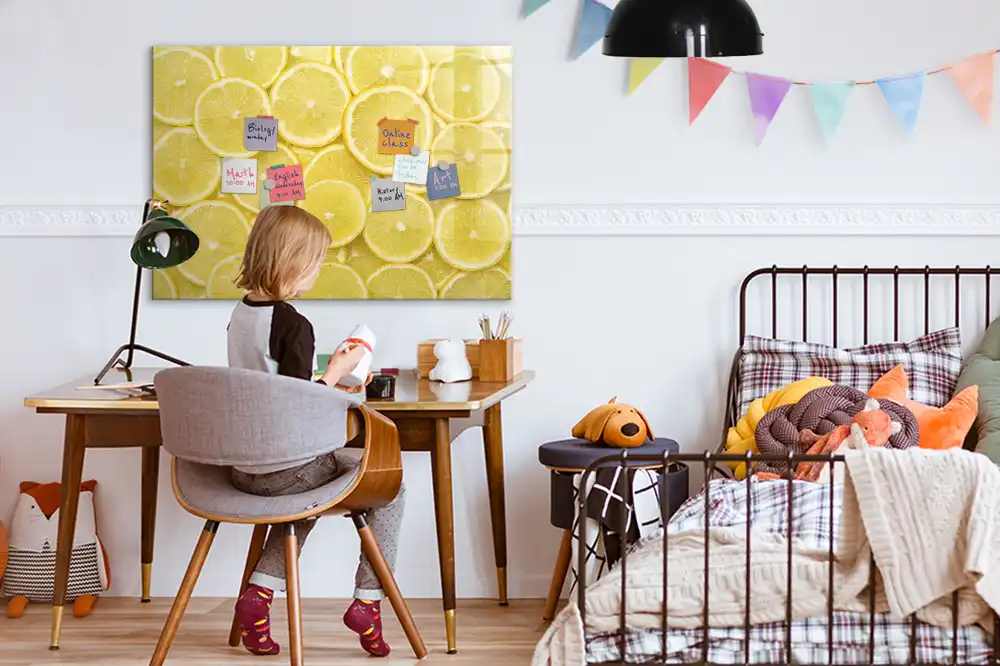 Tablă magnetică cu model felii de lămâie suculentă