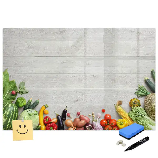 Tablă magnetică cu model legume proaspete pe masă