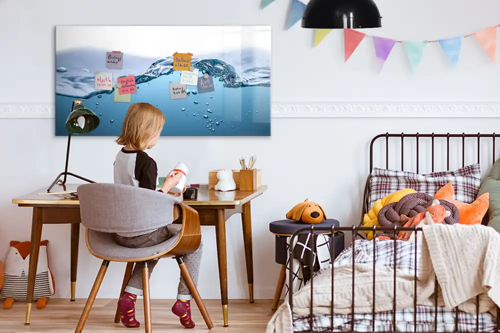 Tablă magnetică de scris cu design stropi de apă