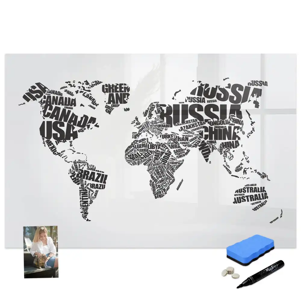Tablă magnetică de scris cu design tipografic