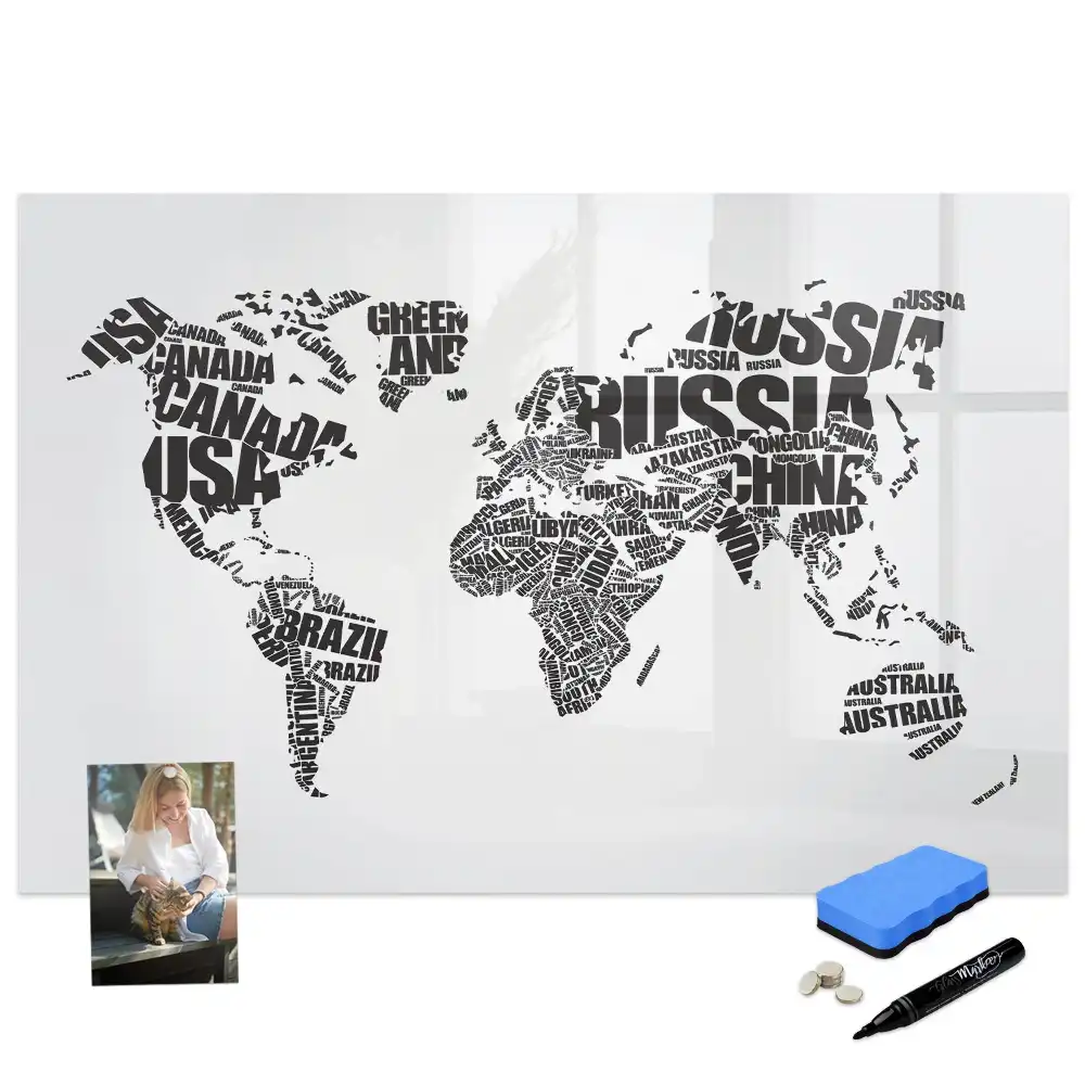 Tablă magnetică de scris cu design tipografic