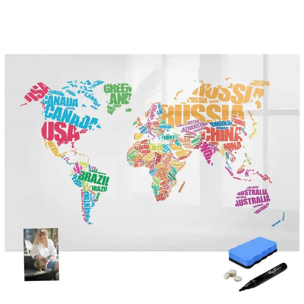 Tablă magnetică pentru magneți decorativi cu numele țărilor