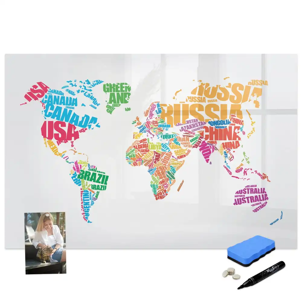 Tablă magnetică pentru magneți decorativi cu numele țărilor