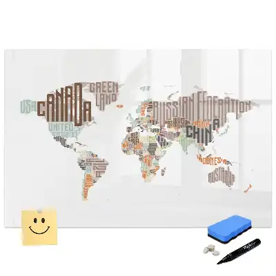 Tablă magnetică pentru scris cu denumirile țărilor