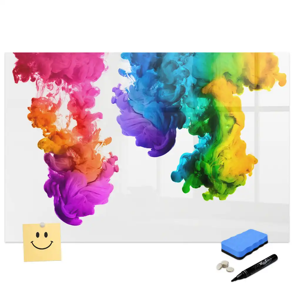 Tablă magnetică de scris multicoloră cu design curcubeu