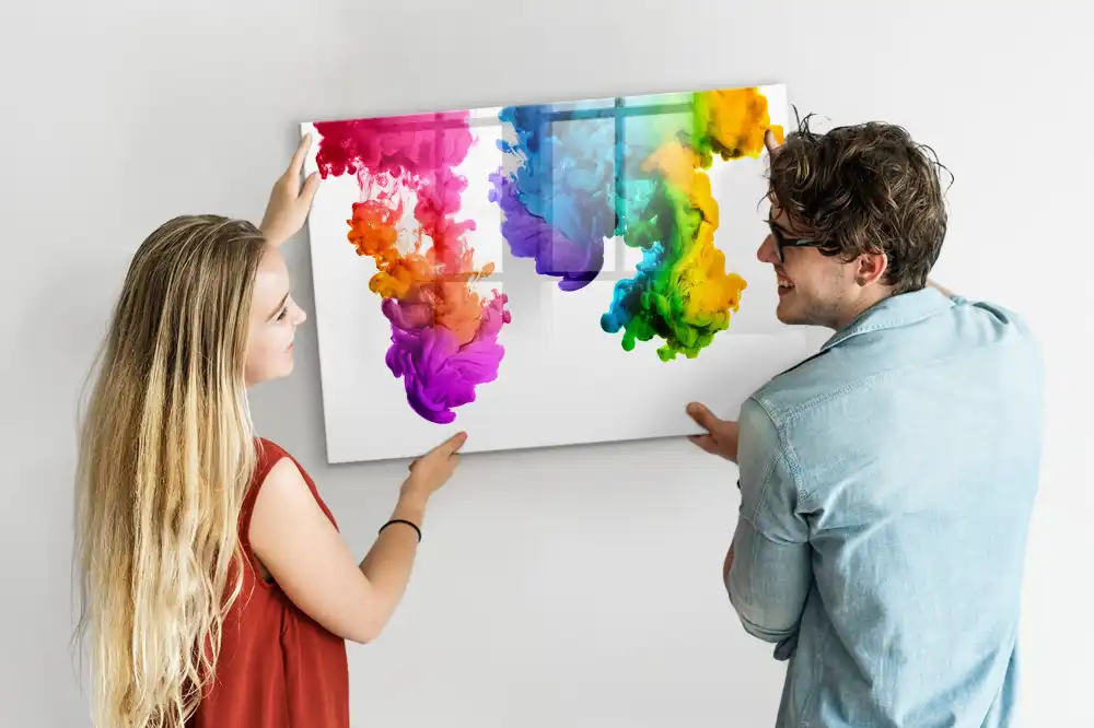 Tablă magnetică de scris multicoloră cu design curcubeu