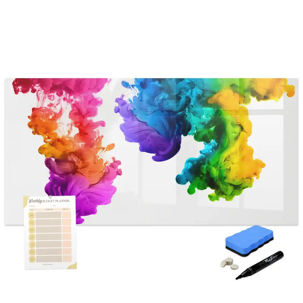 Tablă magnetică de scris multicoloră cu design curcubeu