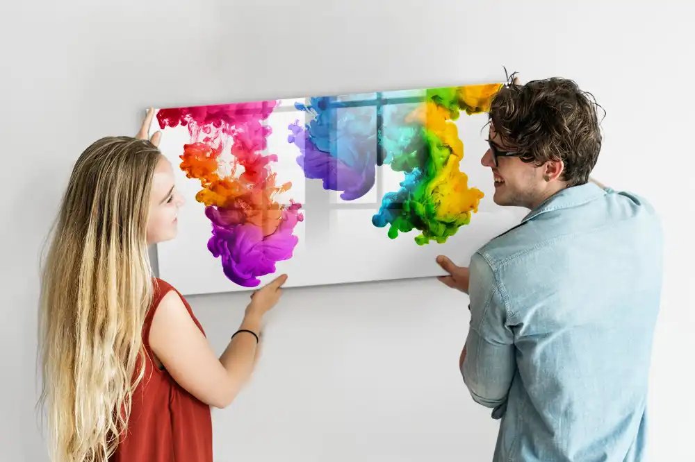 Tablă magnetică de scris multicoloră cu design curcubeu