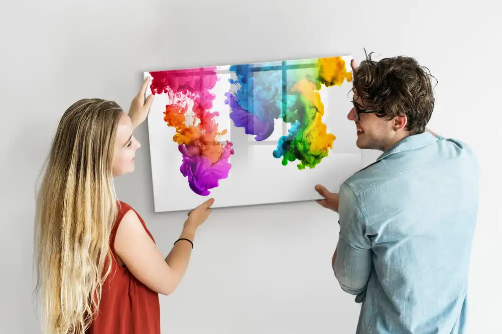 Tablă magnetică de scris multicoloră cu design curcubeu