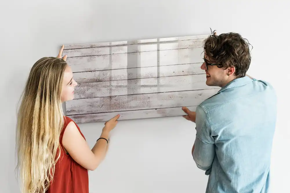 Tablă magnetică de scris cu model de scânduri din lemn