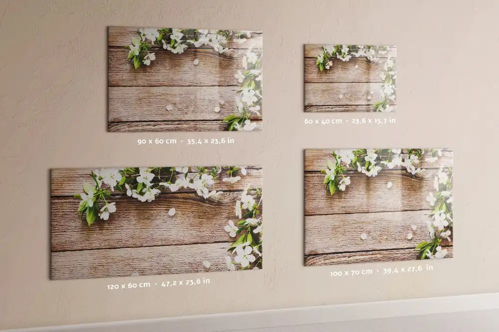 Tablă magnetică de scris cu model floral și ramă din lemn