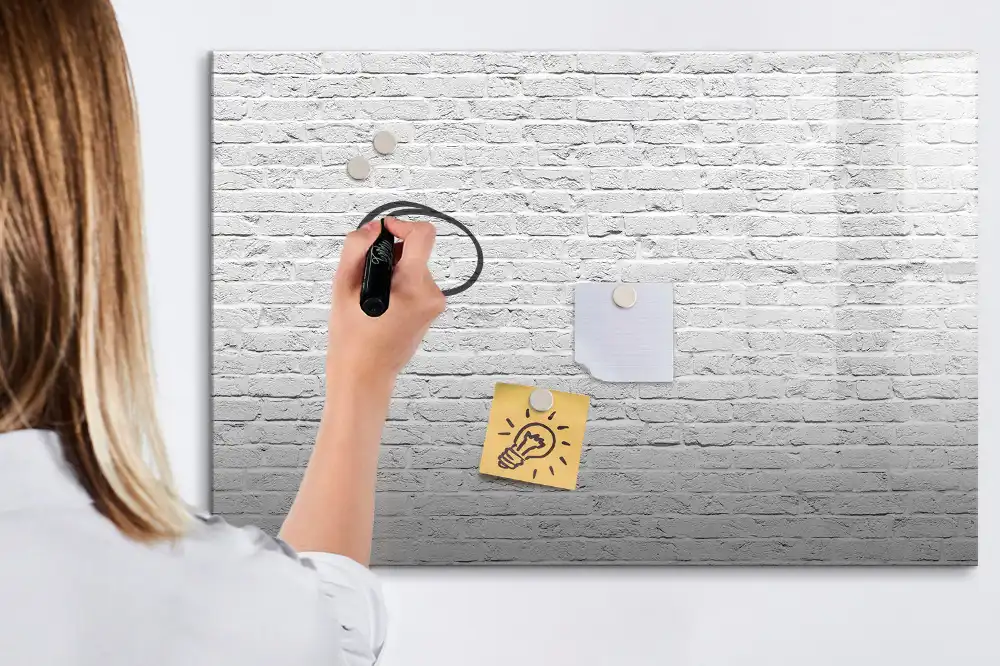 Tablă albă magnetică pentru perete cu design de cărămidă