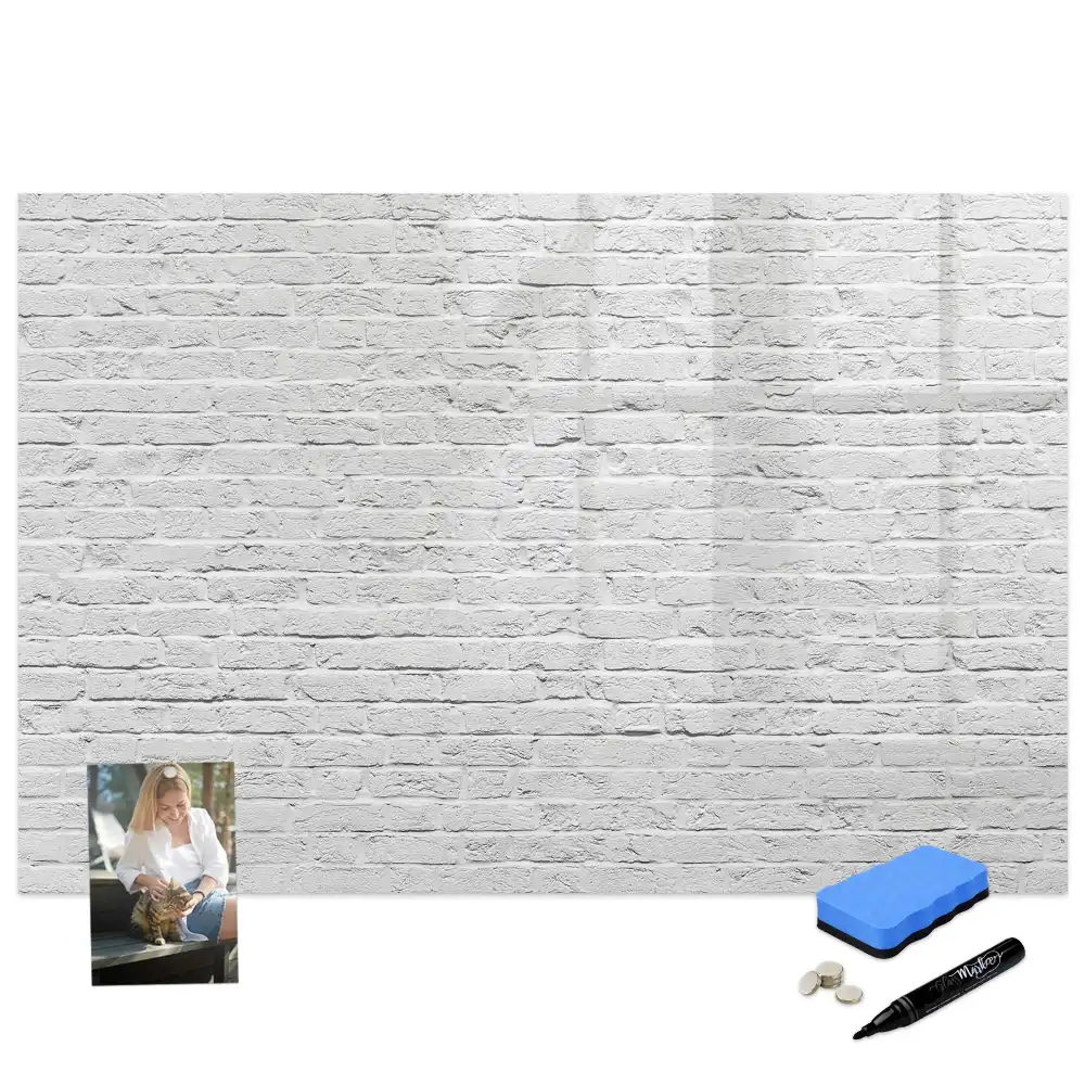 Tablă albă magnetică pentru perete cu design de cărămidă