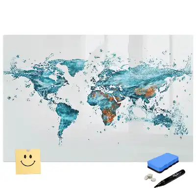 Tablă magnetică de scris în formă de hartă a lumii