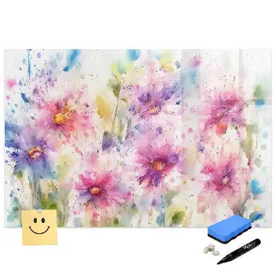 Tablă magnetică cu model de flori pictate pe pânză