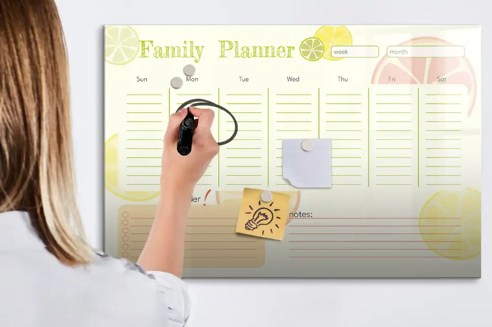 Tablă magnetică de planificare pentru întreaga familie