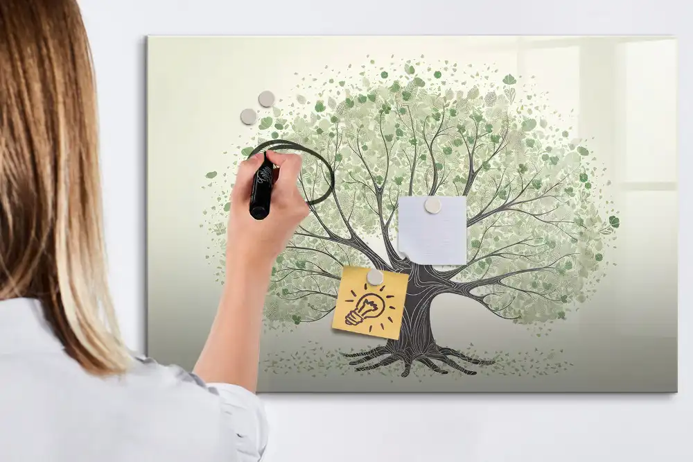 Tablă magnetică cu marker motiv copac verde în natură