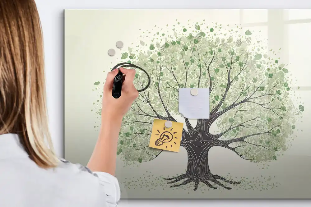 Tablă magnetică cu marker motiv copac verde în natură