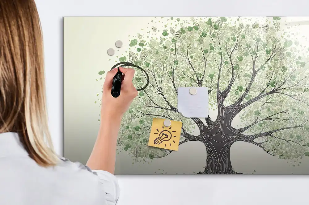 Tablă magnetică cu marker motiv copac verde în natură
