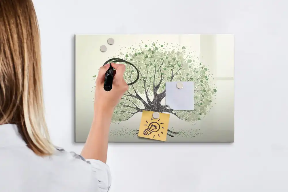 Tablă magnetică cu marker motiv copac verde în natură