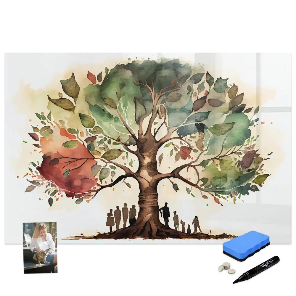 Tablă cu marker pentru arbore genealogic multigenerațional