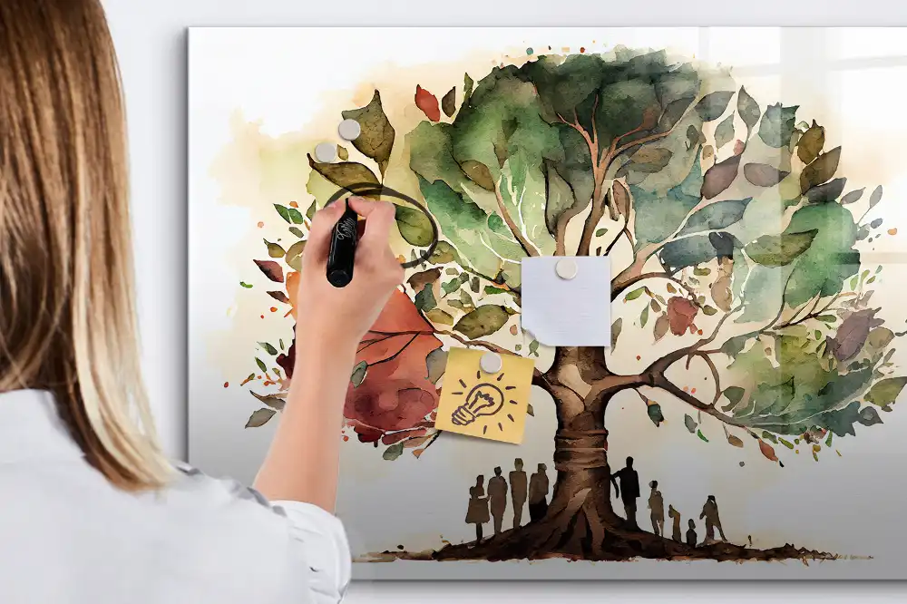 Tablă cu marker pentru arbore genealogic multigenerațional