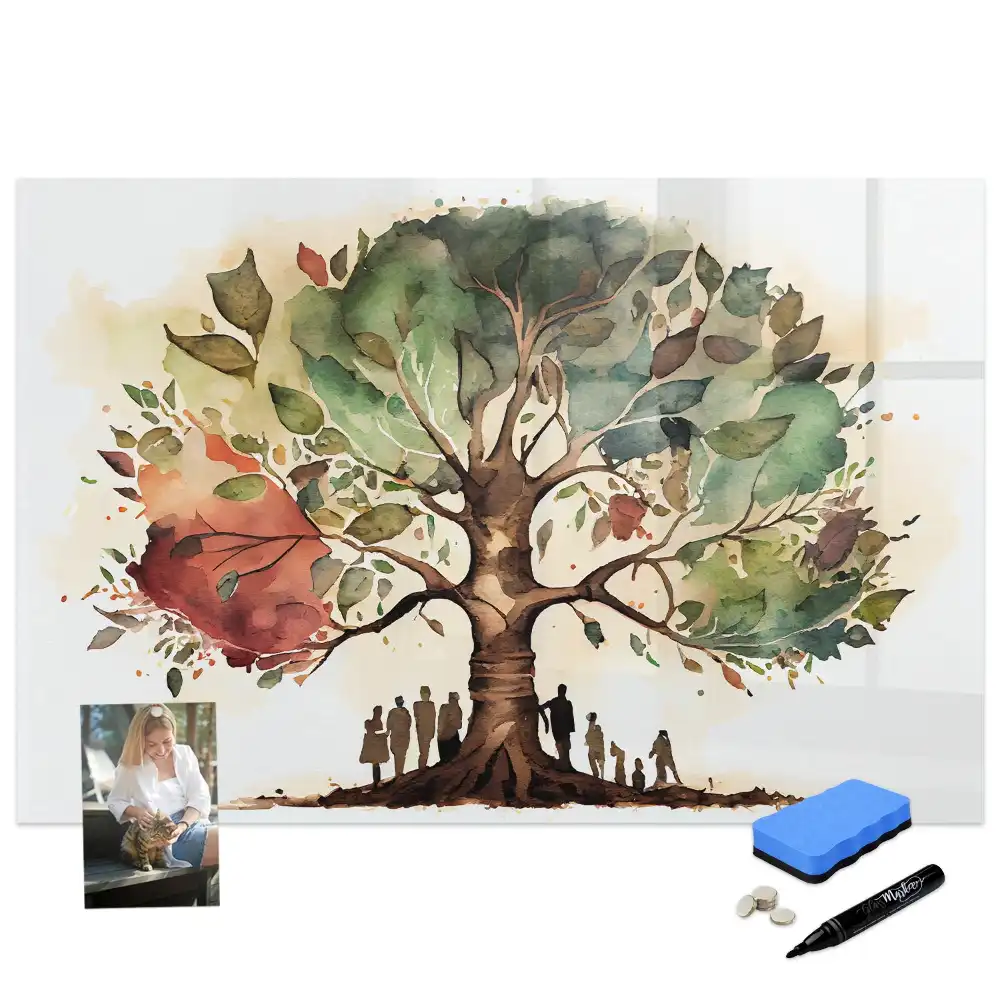 Tablă cu marker pentru arbore genealogic multigenerațional
