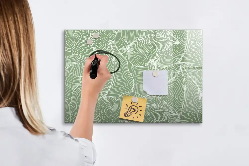 Tablă magnetică de scris cu design din frunze naturale