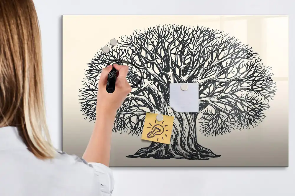 Tablă cu marker, model copac mare în parc