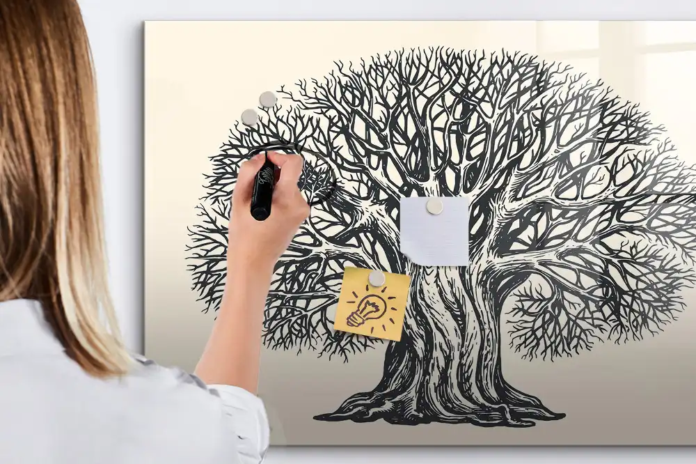 Tablă cu marker, model copac mare în parc