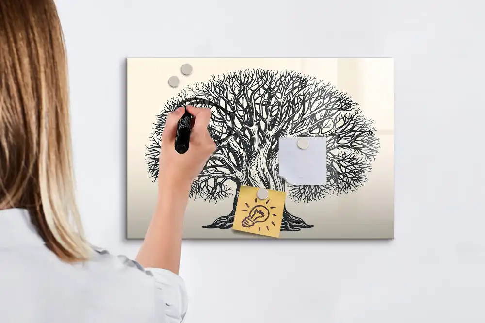 Tablă cu marker, model copac mare în parc