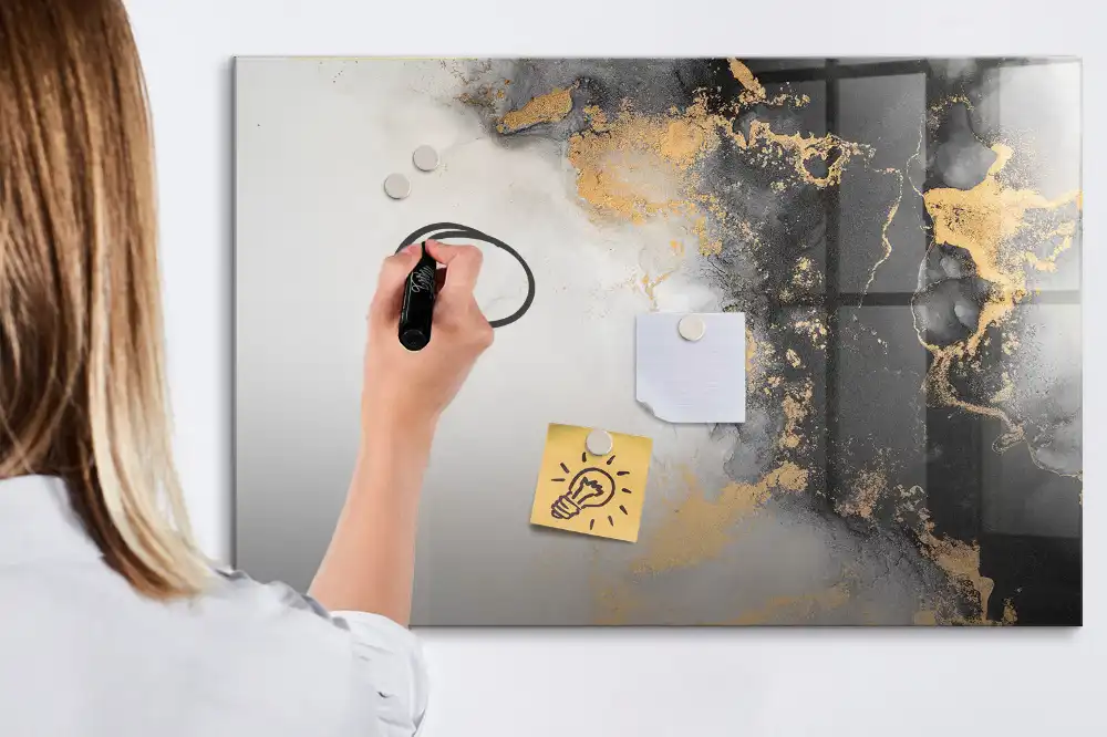 Tablă magnetică pentru scris cu marker cu design de marmură