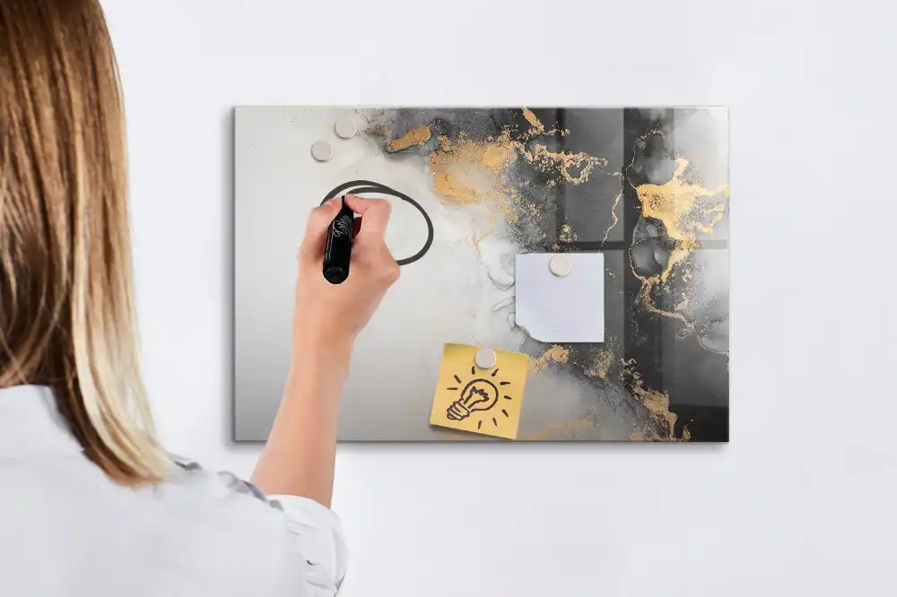 Tablă magnetică pentru scris cu marker cu design de marmură