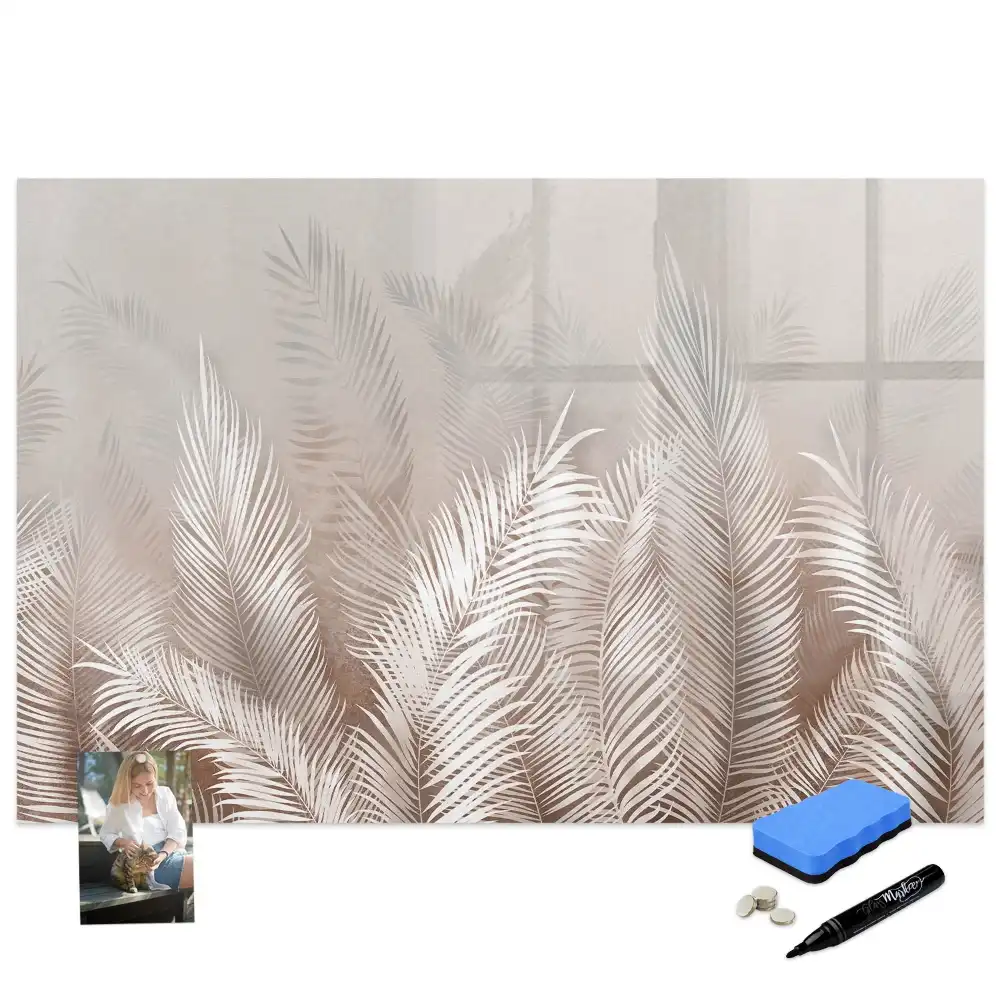 Tablă magnetică de scris cu model tropical cu frunze