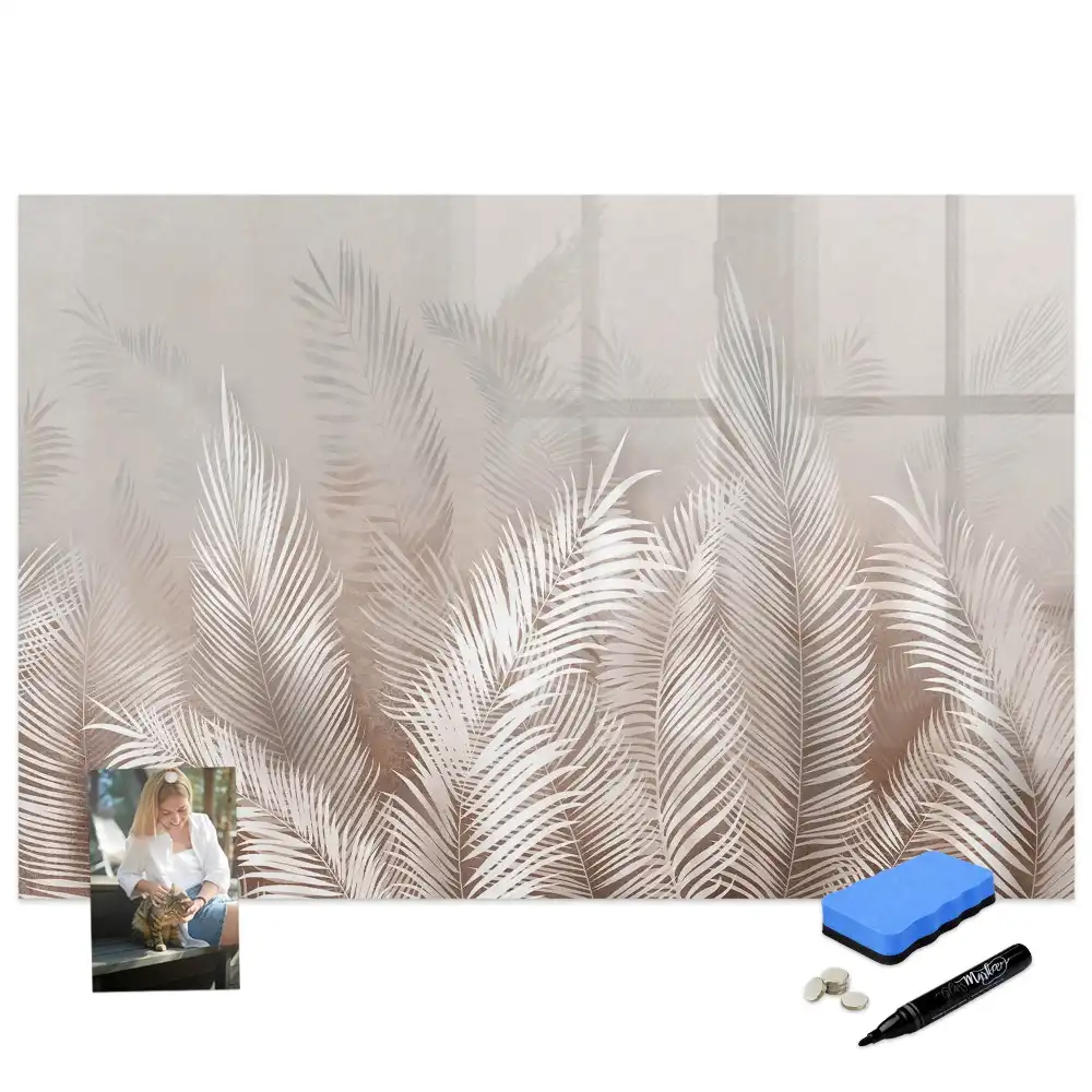 Tablă magnetică de scris cu model tropical cu frunze