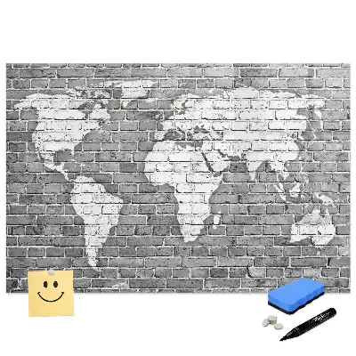 Tablă magnetică cu harta lumii pentru scris