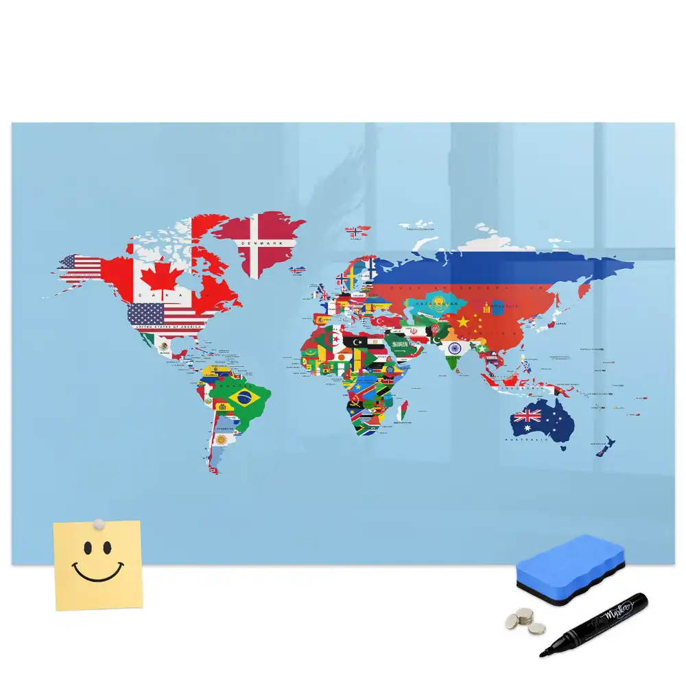 Tablă magnetică pentru scrierea listei steagurilor de stat