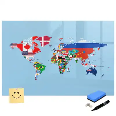 Tablă magnetică pentru scrierea listei steagurilor de stat